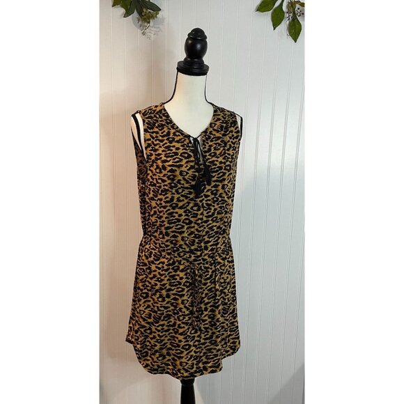 Beachlunchlounge Leopard Print Dress Medium Viscose Tassel Tie Waist & Neckline - Picture 16 of 16